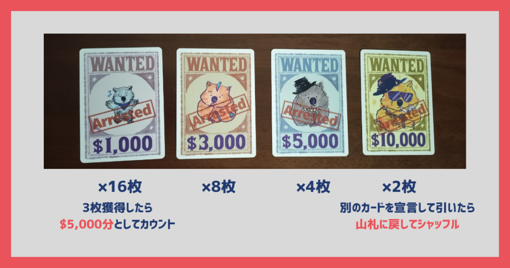 ウォンテッドウォンバット　カードの種類　イラスト